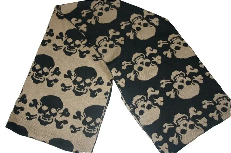 Black Woollen Skull Scarf 1