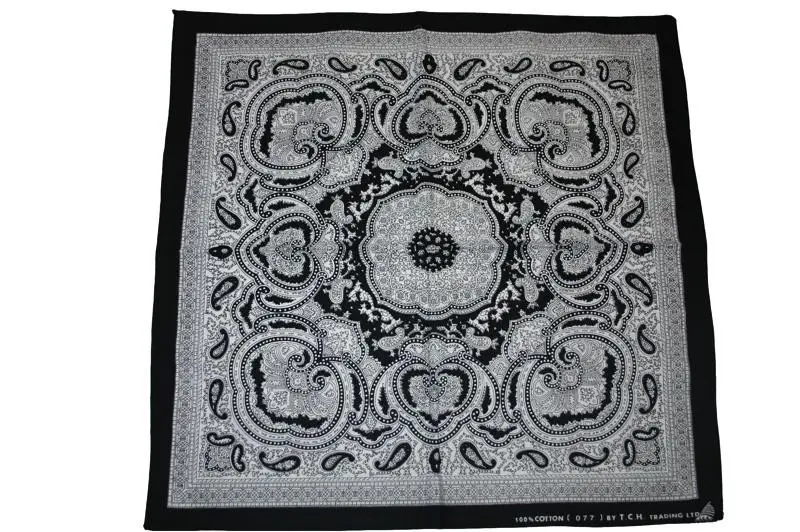 Square White Patterned Bandana 1