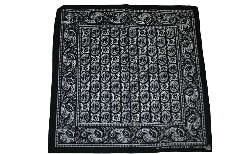 Square Black Patterned Bandana 1