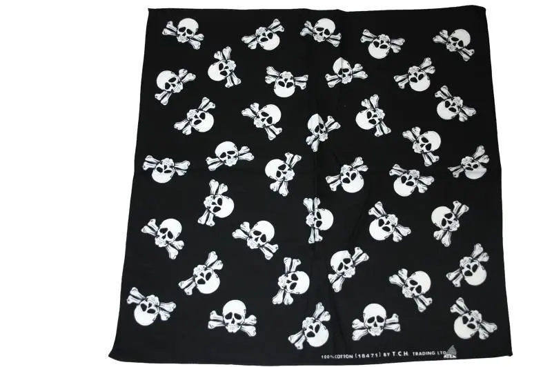 Square Black Skull And Crossbones Bandana 1