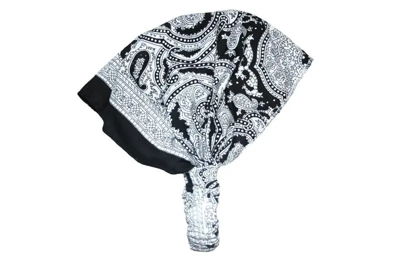 White Patterned Elastic Bandana 1