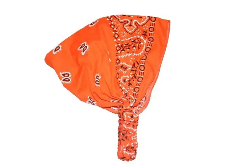 Orange Patterned Elastic Bandana 1