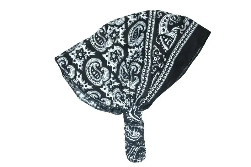 Black Patterned Elastic Bandana 1