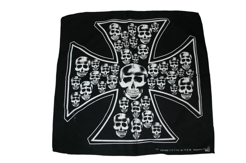 Square Black Skull Cross Bandana 1