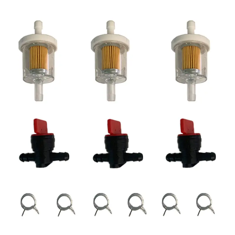 Kit 1/4" In Line Shut Off Valve, Clamps, Fuel Gas Filter For Briggs 1