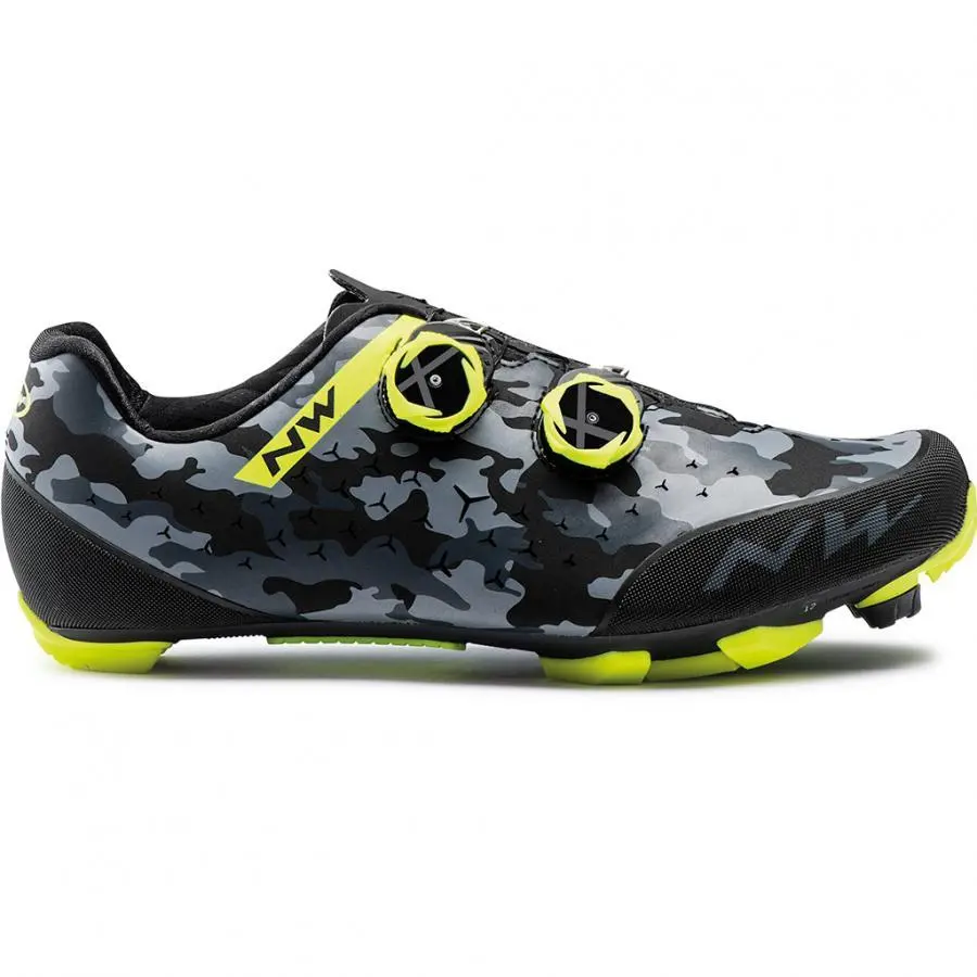 Northwave Rebel 2 Shoes - Camo Black/Yellow Fluo 1