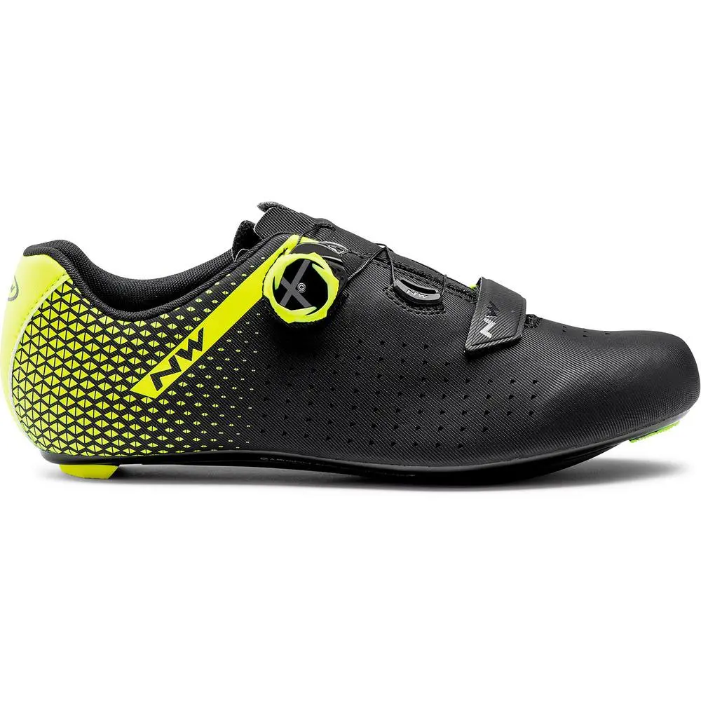 Northwave Core Plus 2 Road Shoes - Black/Yellow Fluo 1