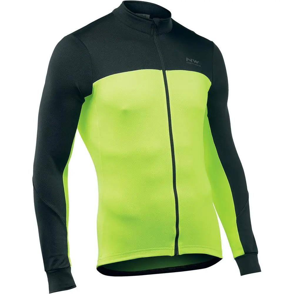 Northwave Force 2 Jersey Long Sleeves Black/Yellow Fluo 1