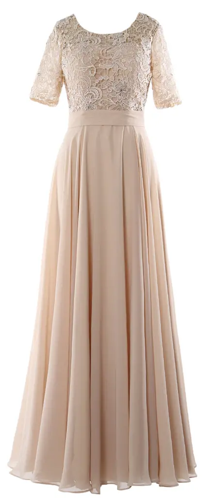 Macloth Women Lace Formal Evening Gown Half Sleeve Long Mother Of Bride Dress 1