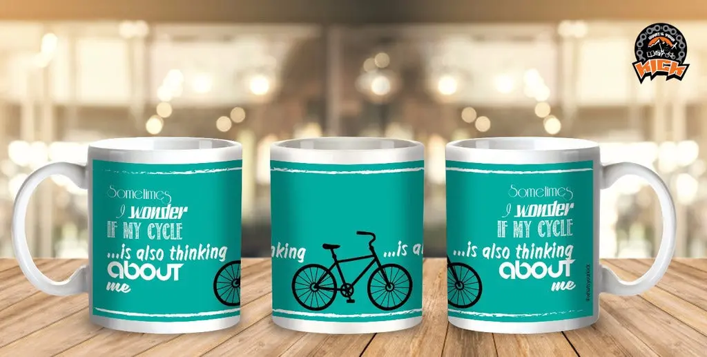 Cycling Inspired Coffee Mug - My Bike Thinking About Me - Blue 1