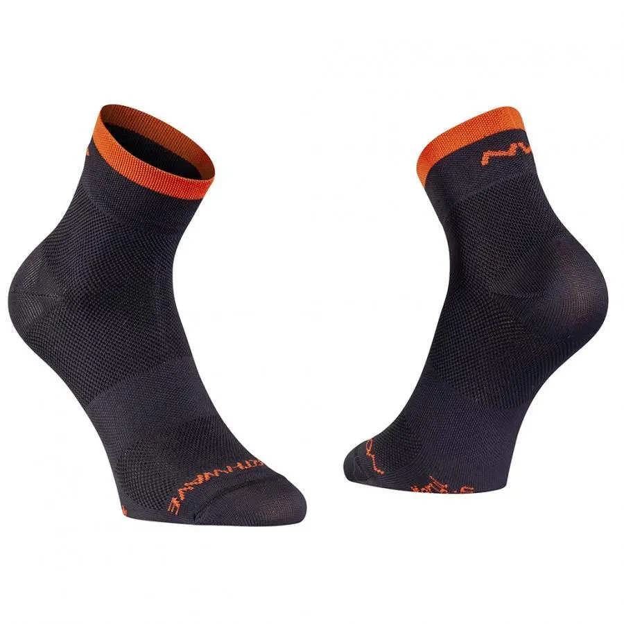 Northwave Origin Mid Socks - Black/Siena Orange 1