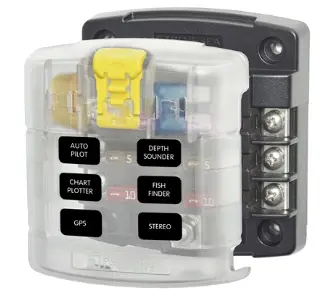 Blue Sea Systems St-Blade Common Source Fuse Blocks 6 Circuits W/Negative Bus (5025) 1
