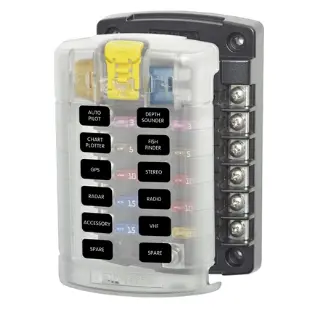 Blue Sea 5029 St Blade Fuse Block W/Cover - 12 Circuit W/O Negative Bus  5029 1
