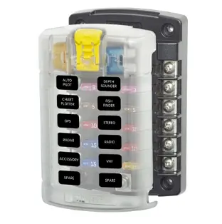 Blue Sea 5026 St Blade Fuse Block W/Cover - 12 Circuit W/Negative Bus  5026 1