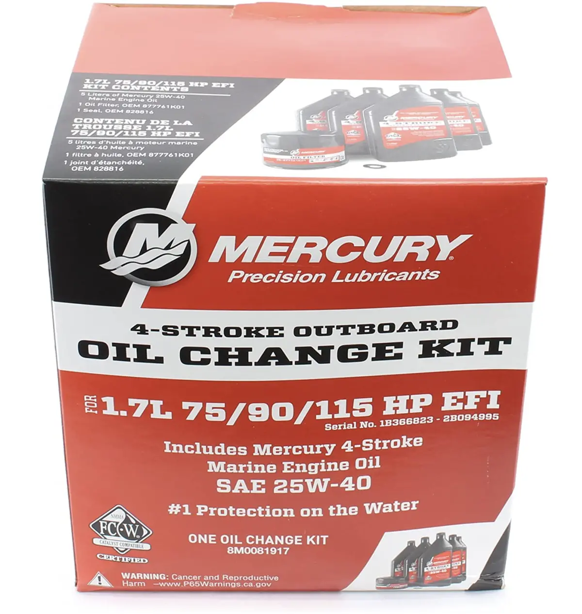 Mercury 8M0081917 4-Stroke Efi Oil Change Kit 75/90/115 Hp 1