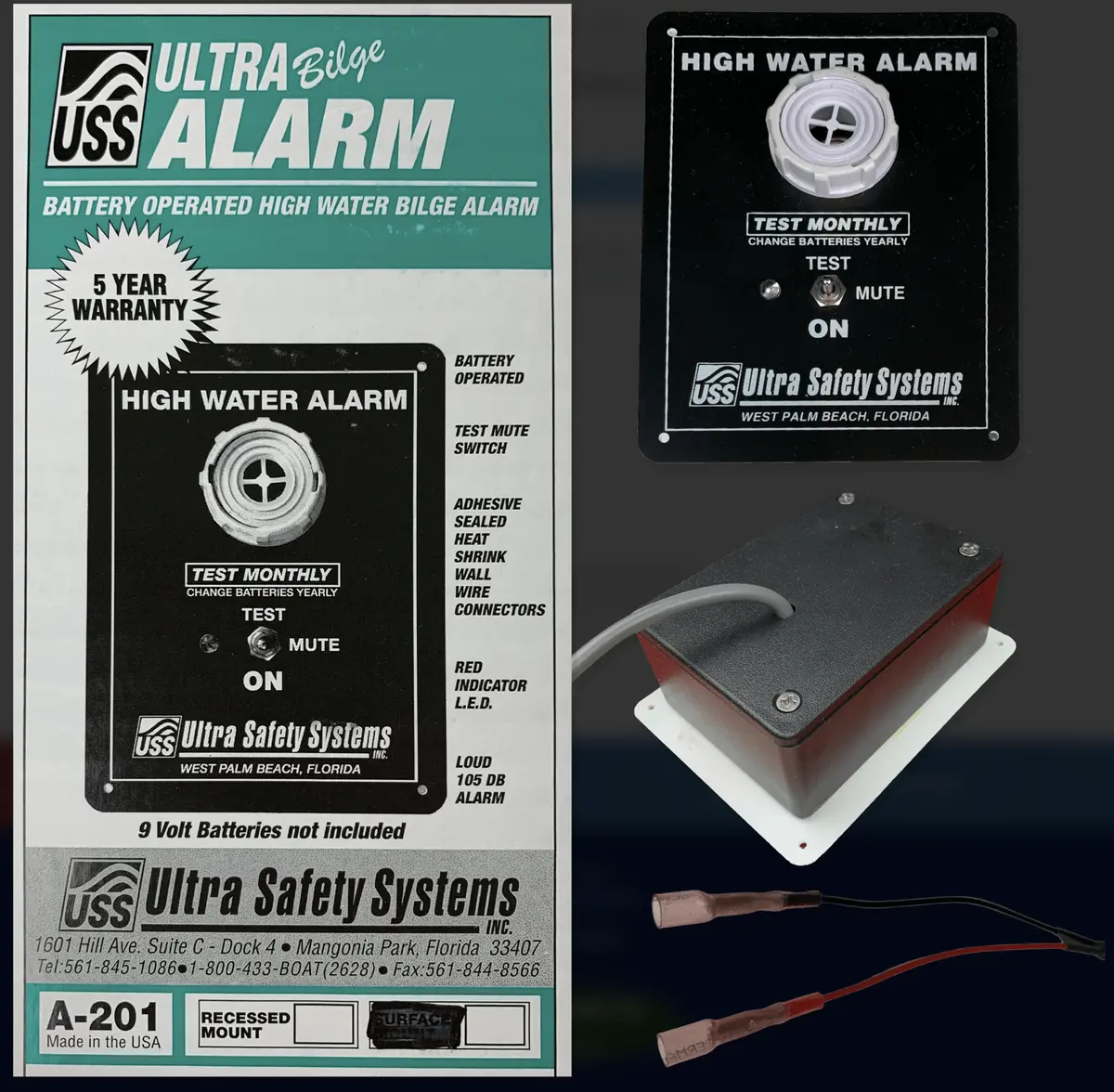 A-201 Ultra Bilge Alarm/High Water Alarm **** Surface Mount **** A-201 1