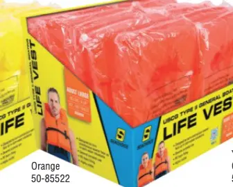 50-85522 Adult Size Life Vests / Display Orange Foam Safety Cushion Adult Pfd 12/Pk 50-85522 1