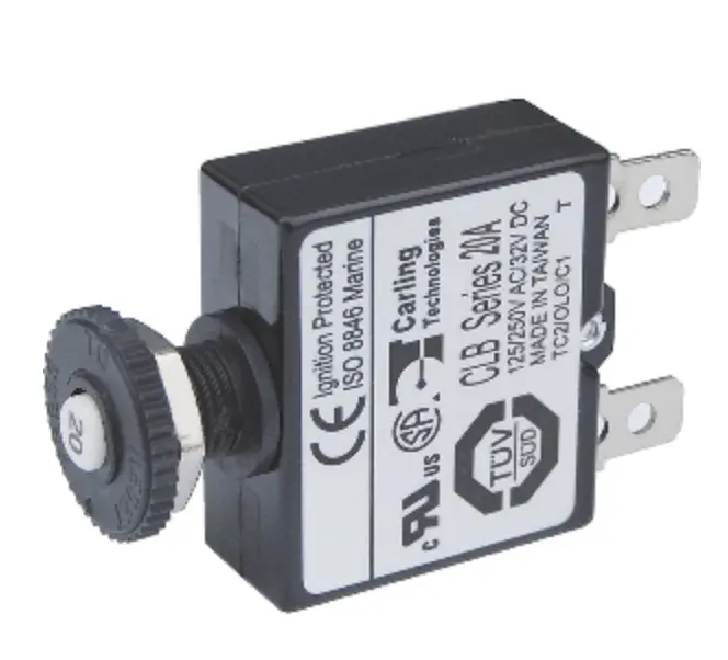 Blue Sea 7057 20A Push Button Thermal With Quick Connect Terminals  7057 1