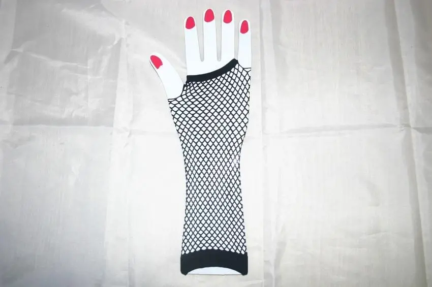 Black Fishnet Elbow Length Gloves 1