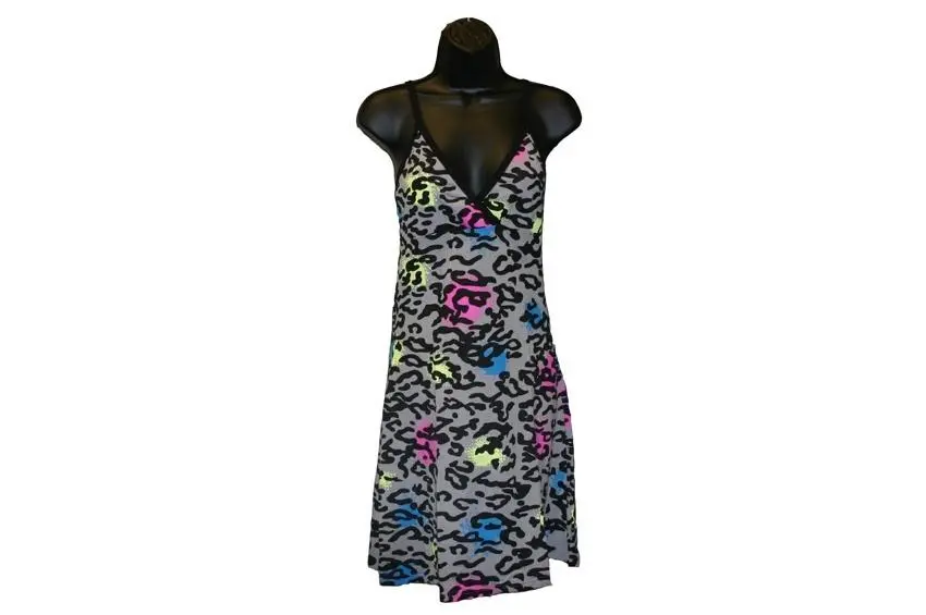 Grey Animal Print Strappy Dress 1