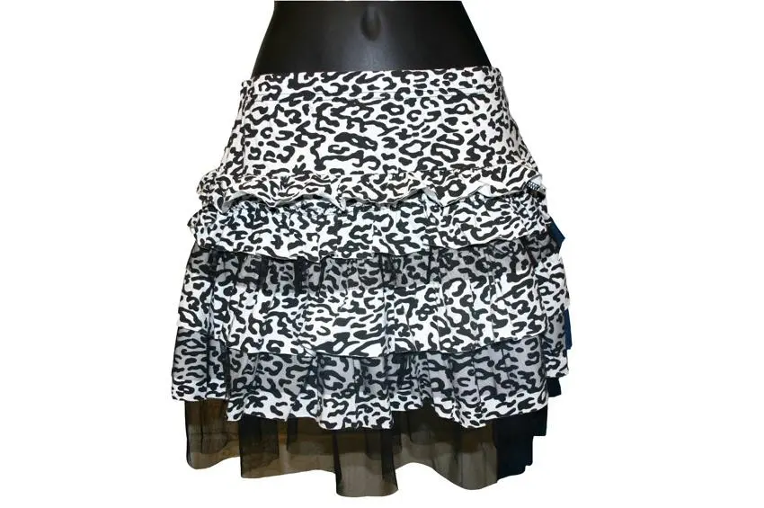 Black And White Animal Print And Mesh Skirt 1