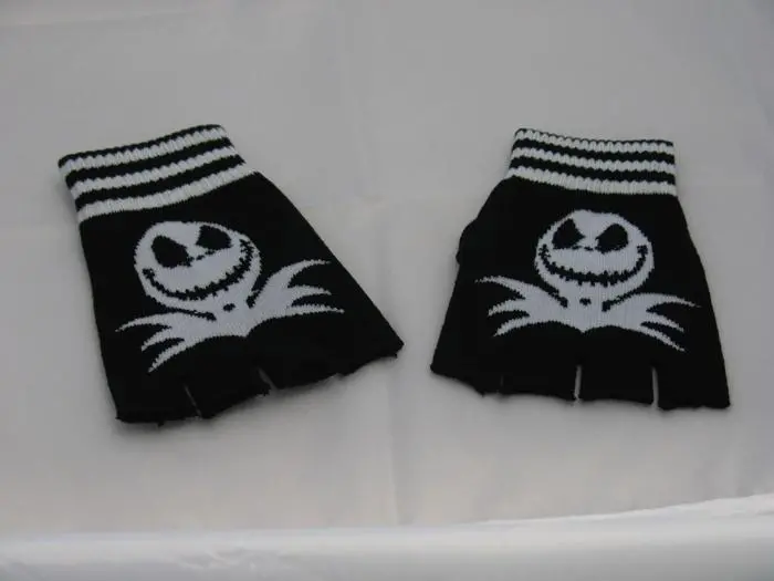 Black And White Jack Fingerless Gloves 1