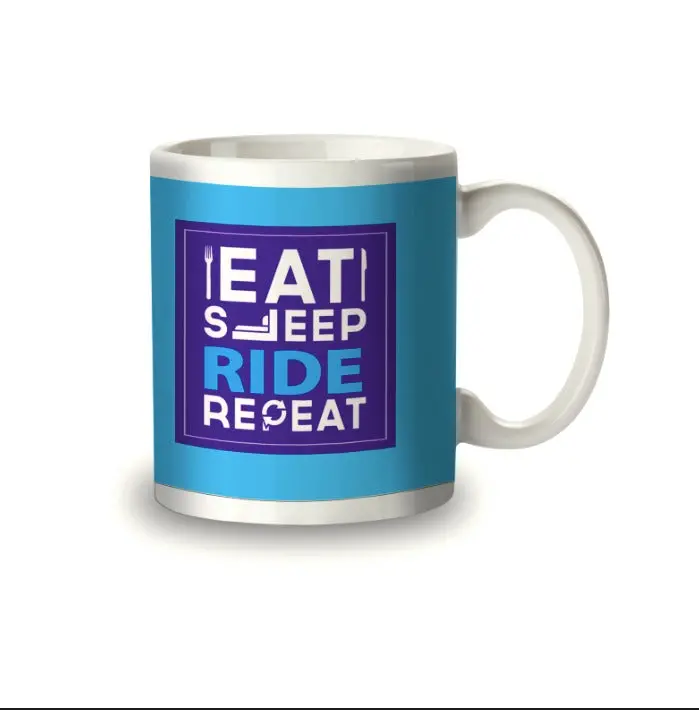Cycling Inspired Coffee Mug - Eat, Sleep, Ride, Repeat - Blue 1