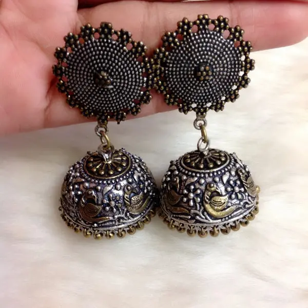 Tribal Floral Artistic Jhumka Earrings 1
