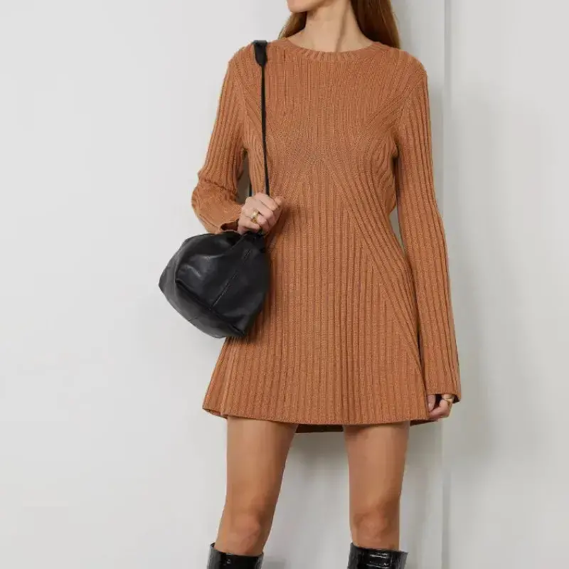 Long Sleeved Knitted Wool Dress 1