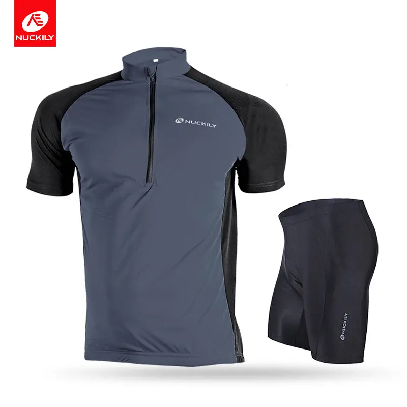 Nuckily Mycycology Nj601-Ns355 Half Sleeves Jersey And Gel Padded Shorts Grey 1