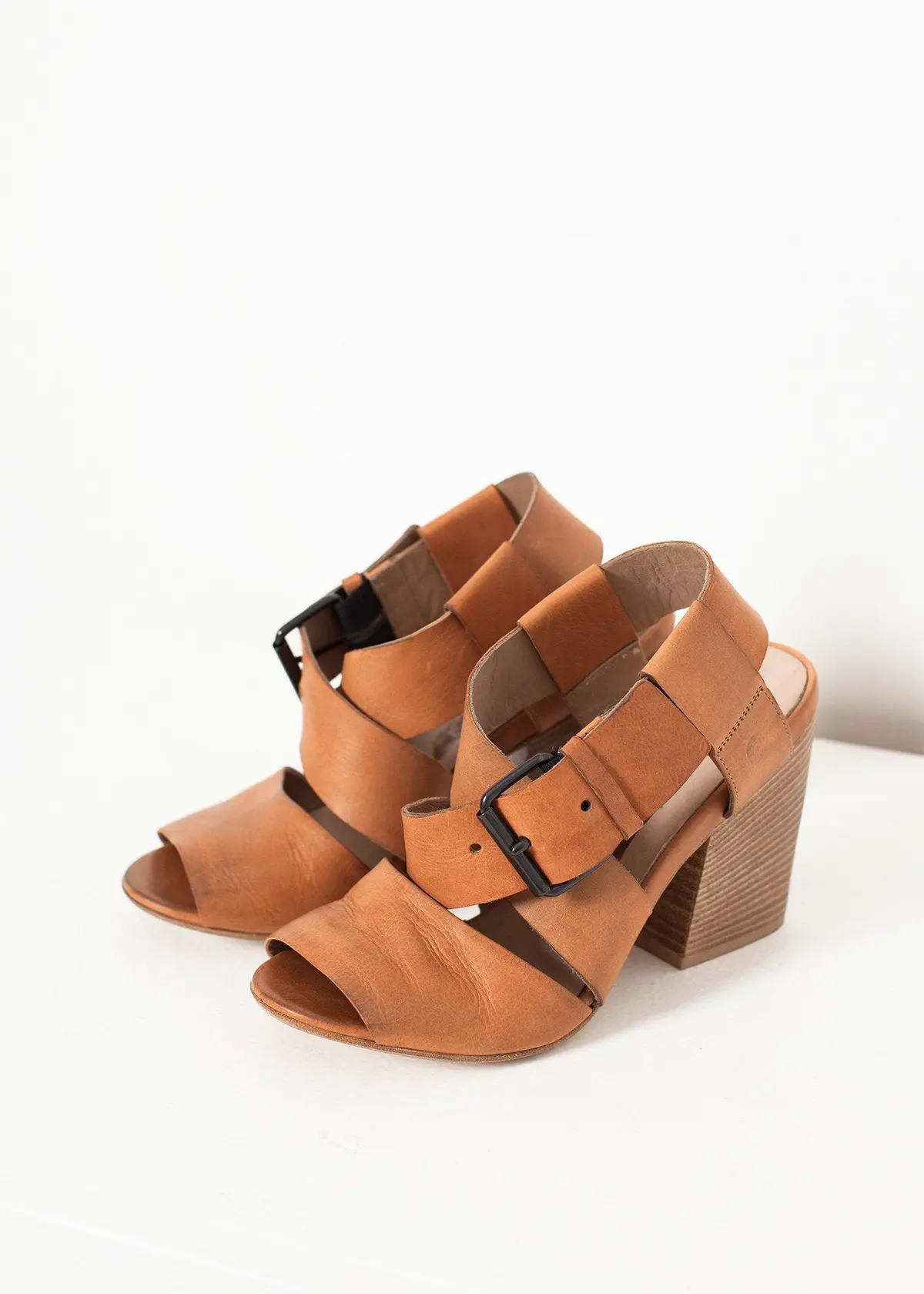 Buckle Strap Heel In Brown 1