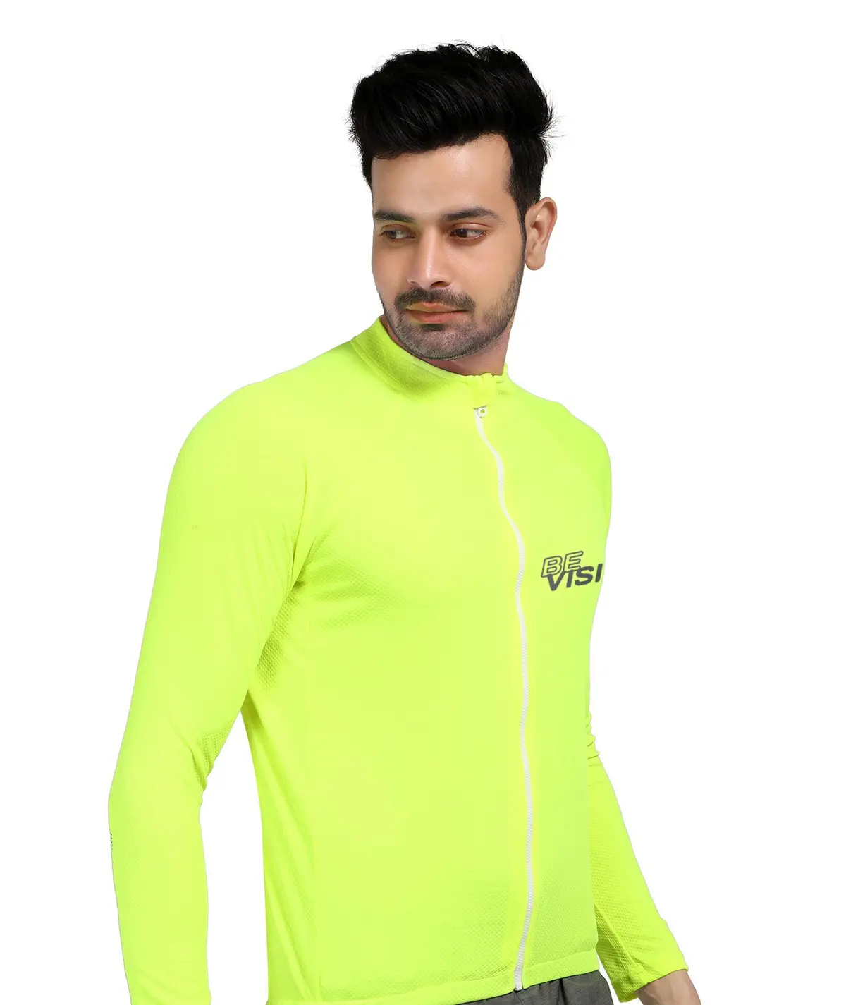 Triquip Bevisible Men Cycling Jersey Full Sleeves - Neon Green 1