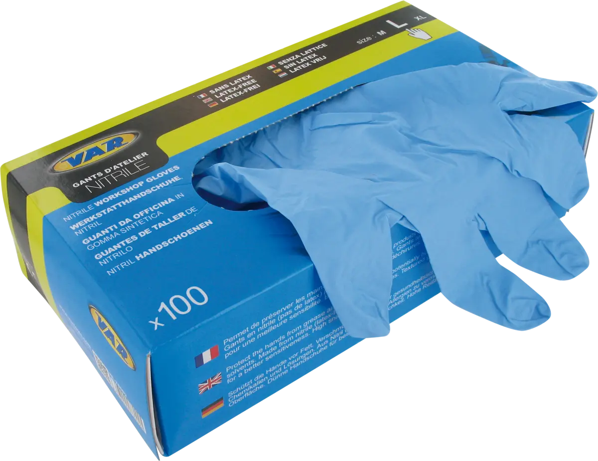 Var Box Of 100 Nitrile Mechanic Technician Gloves 1