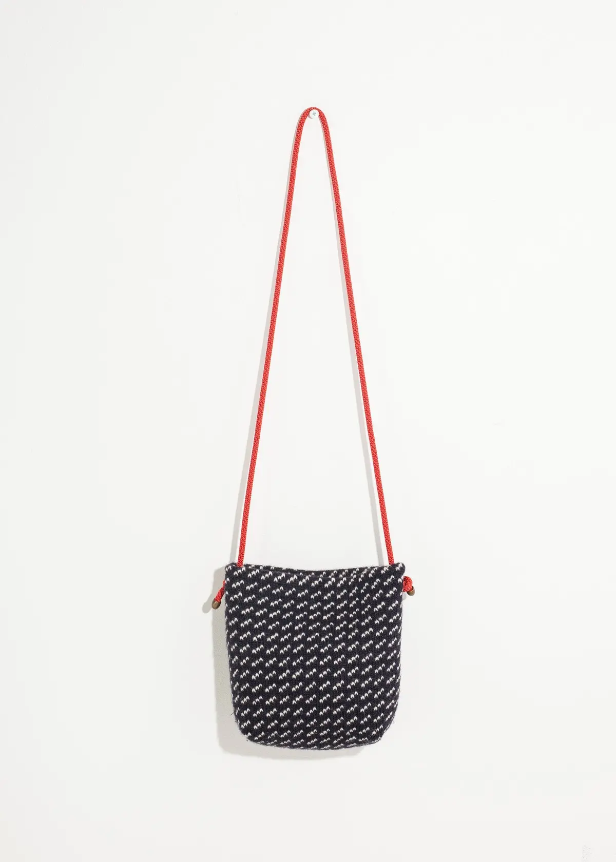 Wool Shoulder Pouch In Black/White 1