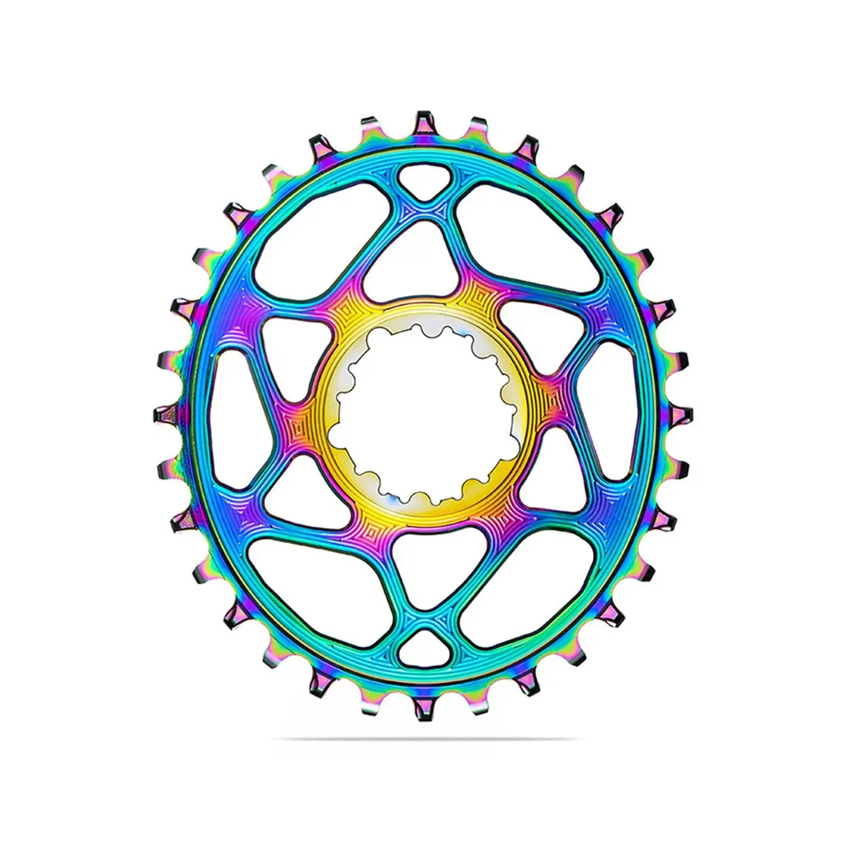 Absolute Black Oval Mtb Chainring, 1X Shimano Direct Mount, Hg+ 12 Speed - Pvd Rainbow 1