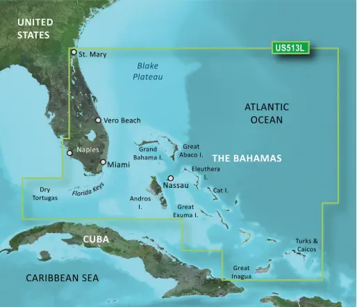 Garmin Bluechart® G3 Vision® Hd - Vus513l - Jacksonville - Bahamas - Microsd™/Sd™  010-C0742-00 1