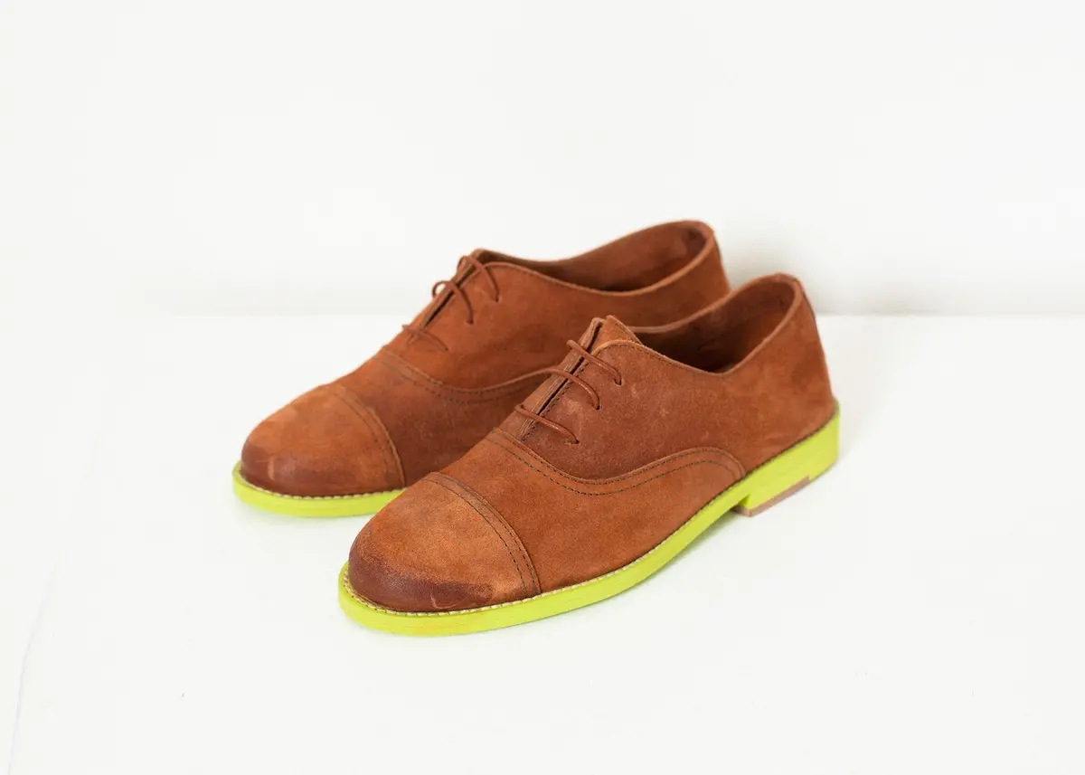Suede Oxford In Natural/Lime 1