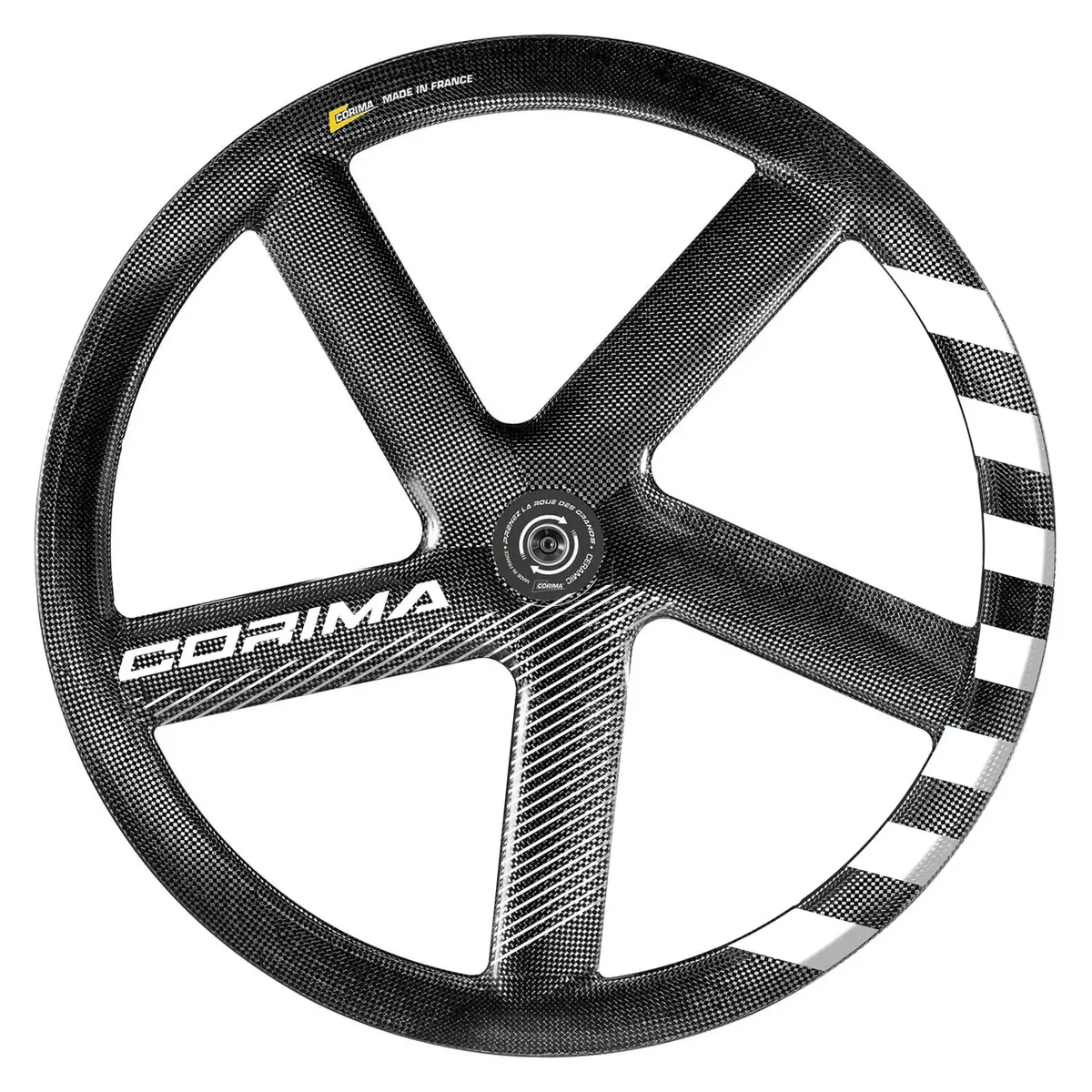 Corima Hm 5 Spoke Carbon Tubular Track Wheel -  White Stripes 1