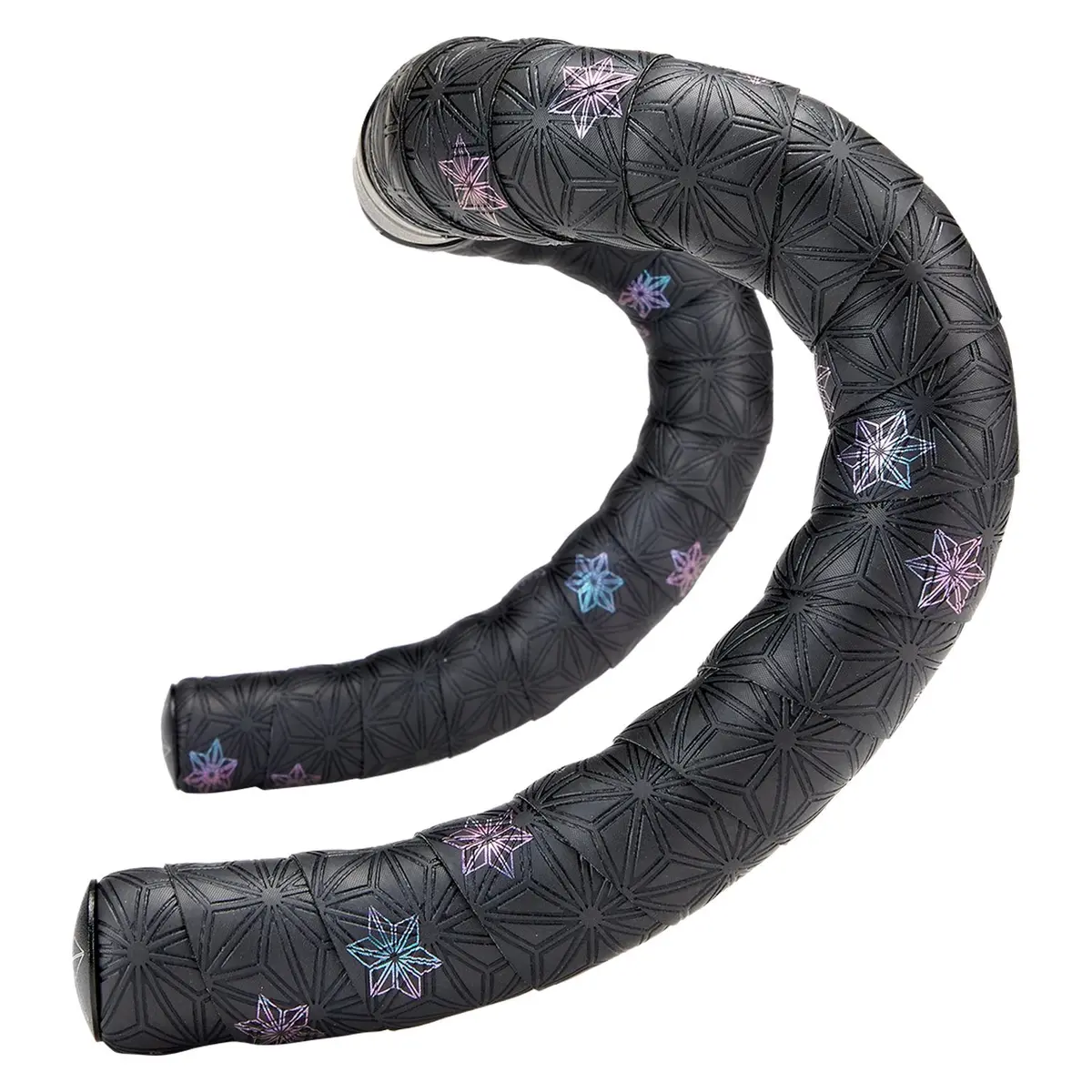 Supacaz Super Sticky Kush Galaxy Bar Tape - Oil Slick Print With Ano Black Plugs 1