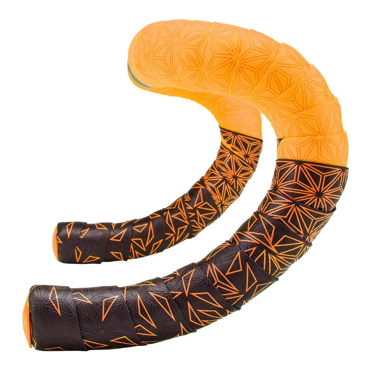 Supacaz Super Sticky Kush Star Fade Bar Tape - Neon Orange Star Fade Bar Tape With Neon Orange Plugs 1
