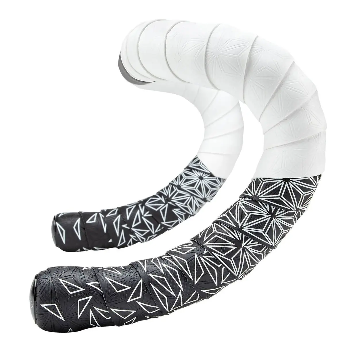 Supacaz Super Sticky Kush Star Fade Bar Tape - White Star Fade Bar Tape With Ano Black Plugs 1