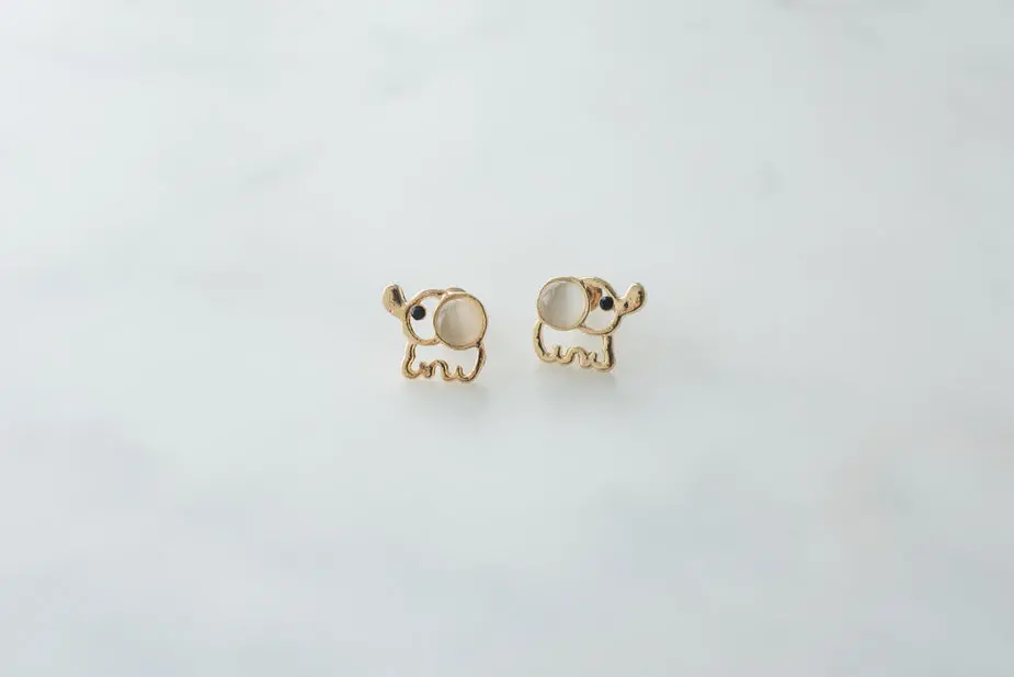 Gold Elephant Earrings 1