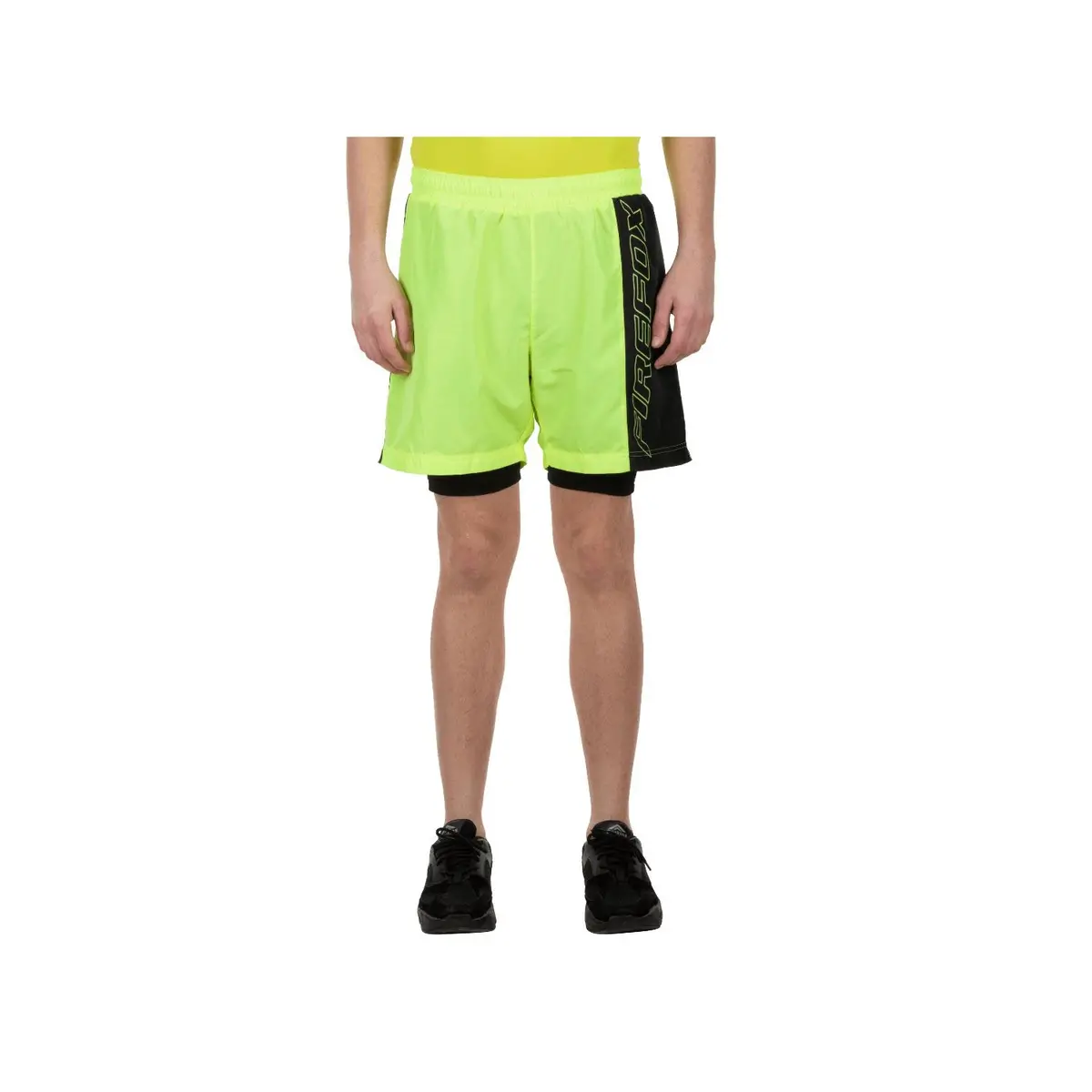 Firefox Mens Running Shorts - Lime/Black 1