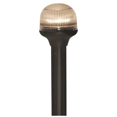 Attwood All-Around Fold-Down Incandescent Anti-Glare Lens Light - 12" Black Plastic Pole - 12V - Horizontal Comp Base (5358-P12-7) 1