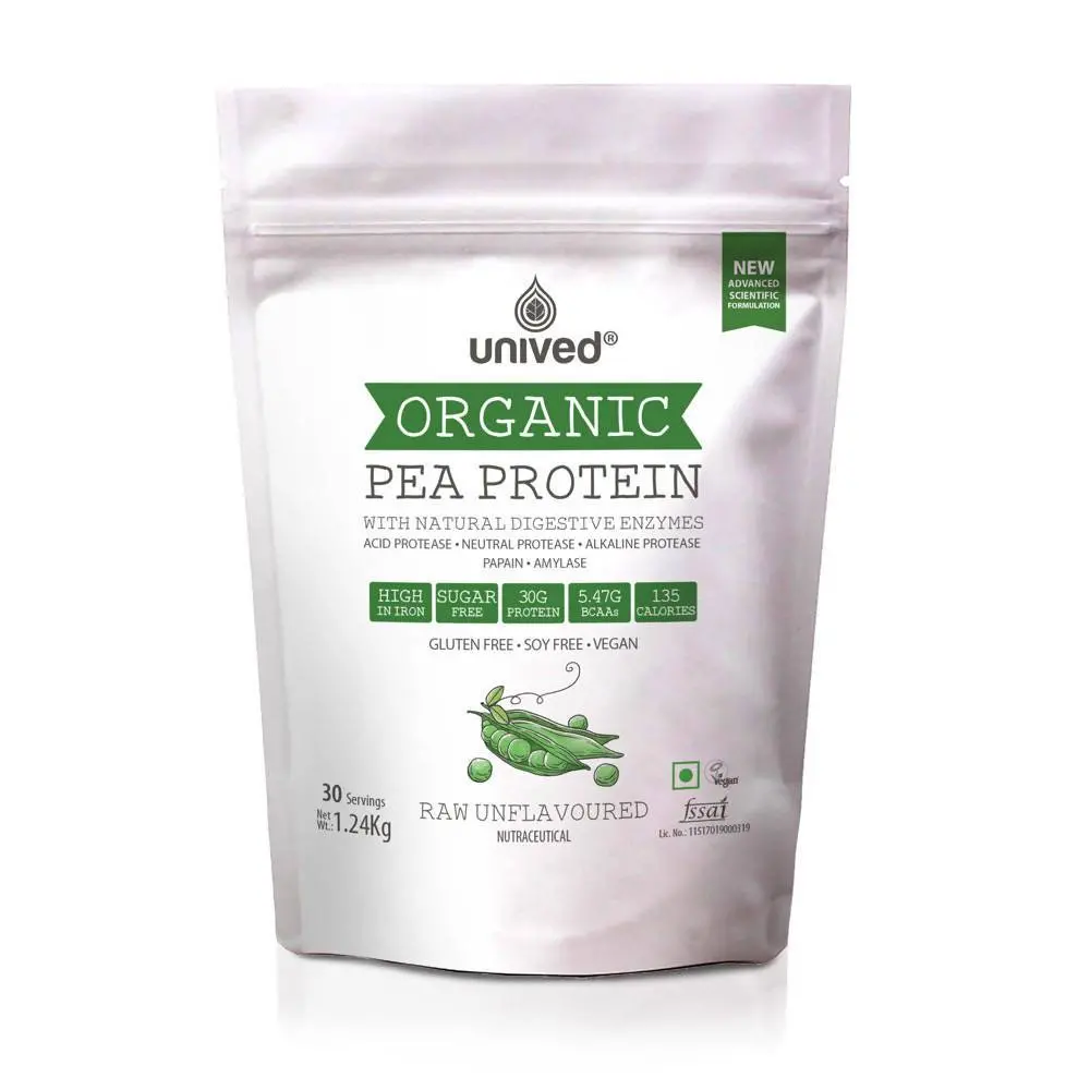 Unived Organic Pea Protein Isolate, Chocolate & Unflavoured, With Natural Digestive Enzymes, Vegan & Plant-Based Protein 2