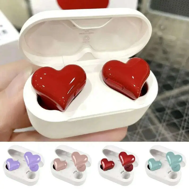 New Hot Original Bluetooth Wireless Headphones Heart Shaped Earphones Woman Earphone High Quality Heart Earbuds Girl Gift 1