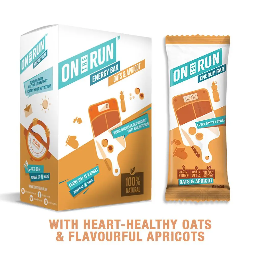 Ontherun Oats And Apricot, Box Of 6 Bars 1