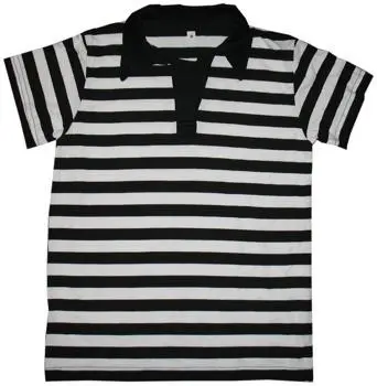 Black And White Striped Polo Shirt 1