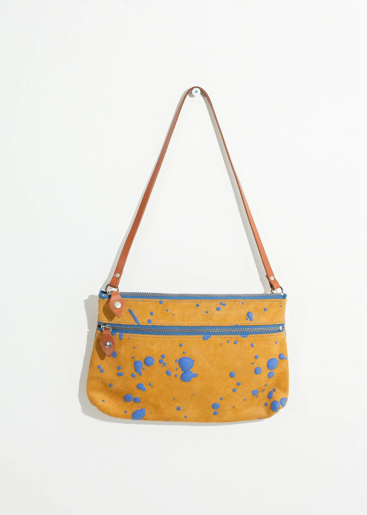 Ink Splatter Shoulder Bag In Mustard/Blue 1
