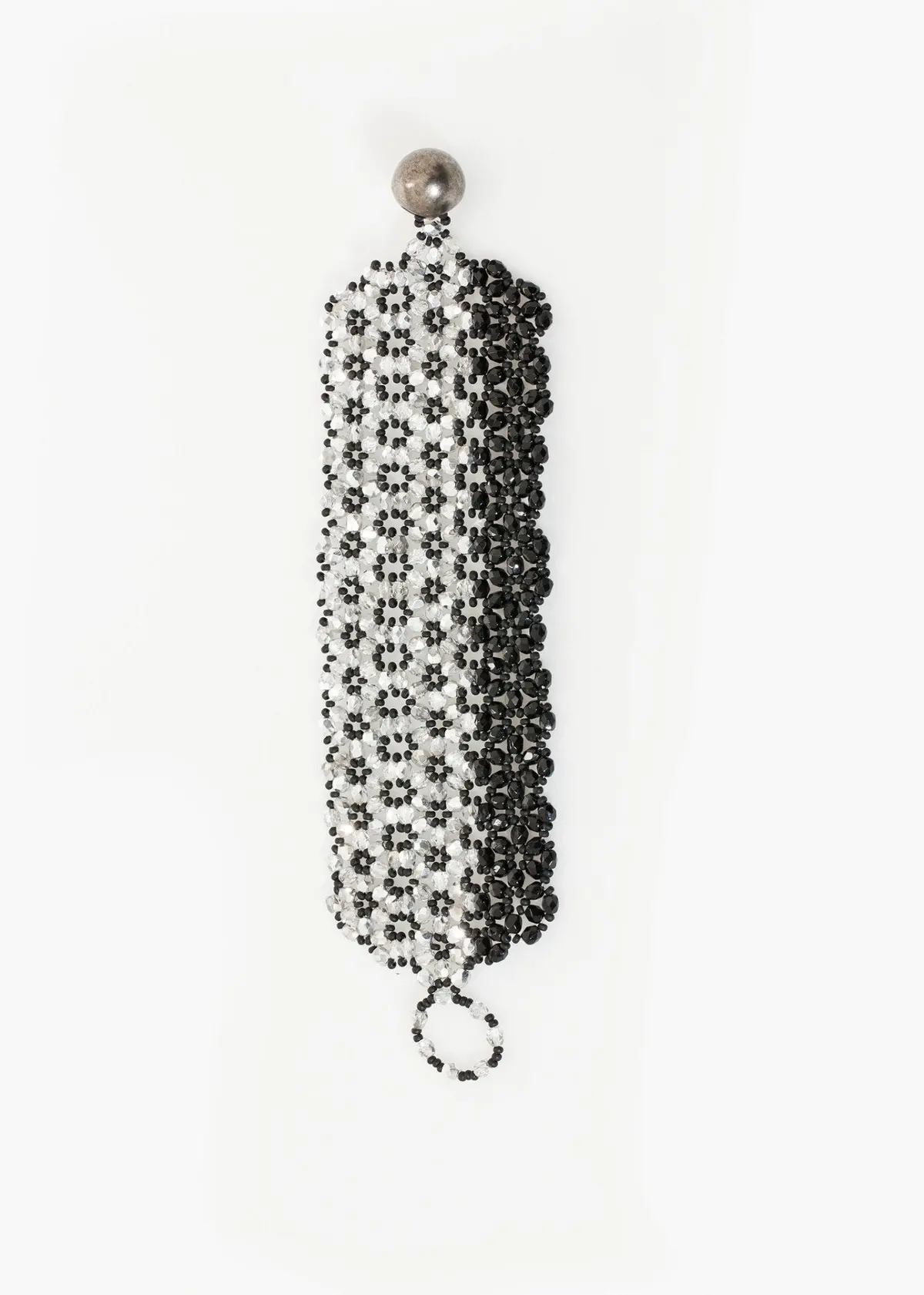 Lattice Bead Cuff In Silver/Black 1